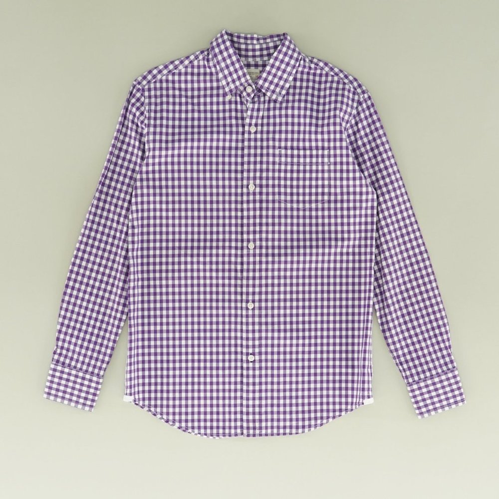 LOFT Purple & White Gingham 100% Cotton Long Sleeved Shirt